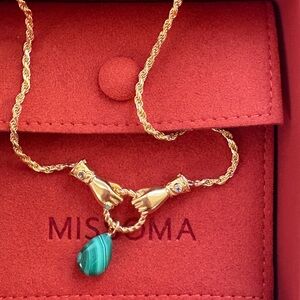 Missoma Gold Necklace with Green Pendant